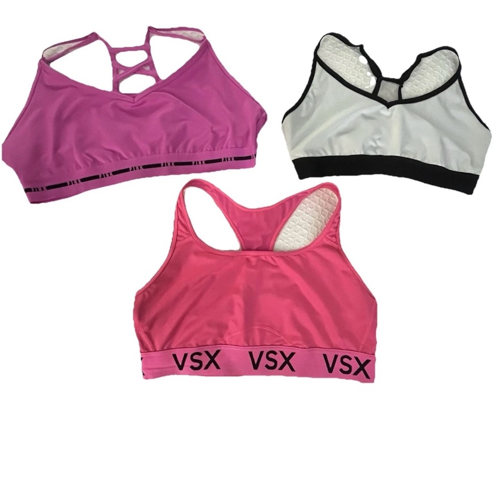 PINK Victoria's Secret Sports Bra Set - Magenta, Pink, White